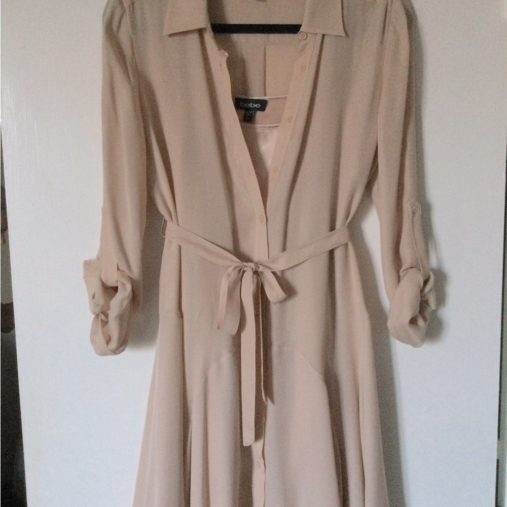 bebe blush tie silk dress